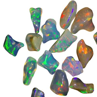 0.65 To 1.65 Ct 16 Pcs Lot Natural Ethiopian Rainbow Fire White Opal Uncut Polished Certified Gemstone Rough Best For Jewelry Use