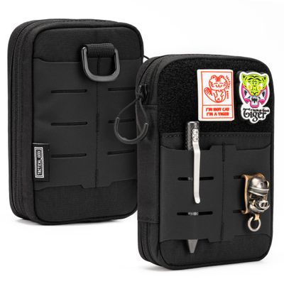 TACTICAL GEEK Block E2.0 EDC Compact Waist Pocket Pouch, Multi-Purpose Molle EDC Pouch Gadget Organizer, Multi-Purpose Molle Tool Pouch for Multitools, Nylon Daily Utility Tool Organizer Bag Black