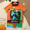 IBTOM CASTLE Toddler Swimsuit Short Sleeve One-Piece Swim Vest Baby Swimwear for Girls Boys Bathing Suit Orange - Raptor 18-24 Months view 2
