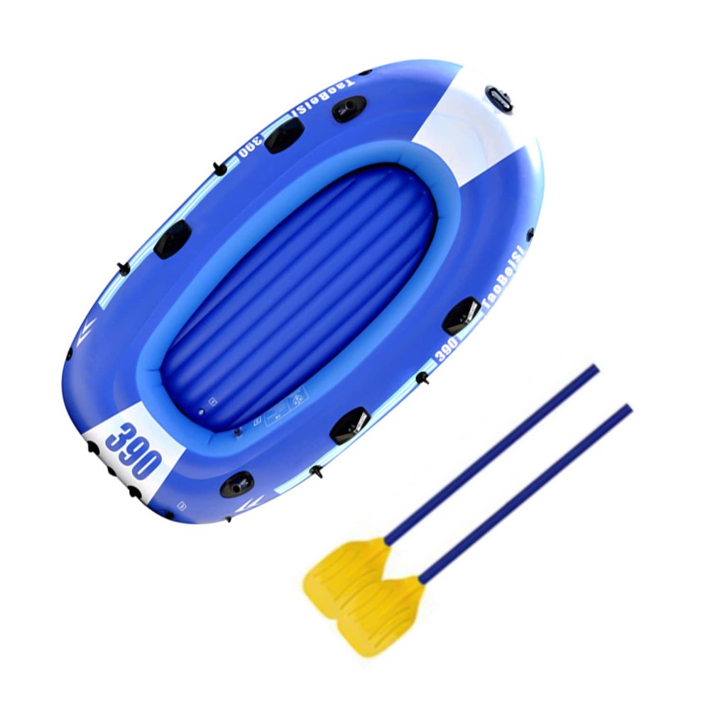 YUEWO Inflatable Boat, PVC Kayak Dinghy Boat 2-4 Person Wear-Resistant Fishing Air Raft Boat with 2 Oars for Touring Water Sports (4-Person)