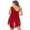TiaoBug Women's Adult Lyrical Dance Dress Sparkly Sequins Sleeveless Mesh Skirted Leotard Dancewear Burgundy A Large view 2