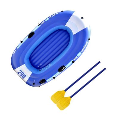 YUEWO Inflatable Boat, PVC Kayak Dinghy Boat 2-4 Person Wear-Resistant Fishing Air Raft Boat with 2 Oars for Touring Water Sports (3-Person)
