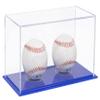 Better Display Cases Double Baseballs or Tennis Balls Clear Acrylic Display Case with Blue Base (A115/V62) view 1