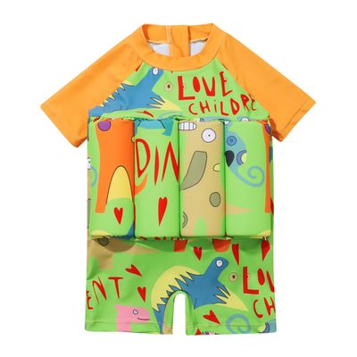 IBTOM CASTLE Toddler Swimsuit Short Sleeve One-Piece Swim Vest Baby Swimwear for Girls Boys Bathing Suit Orange - Colorful 18-24 Months