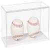 Better Display Cases Double Baseballs or Tennis Balls Clear Acrylic Display Case with White Base (V62/A115) view 1