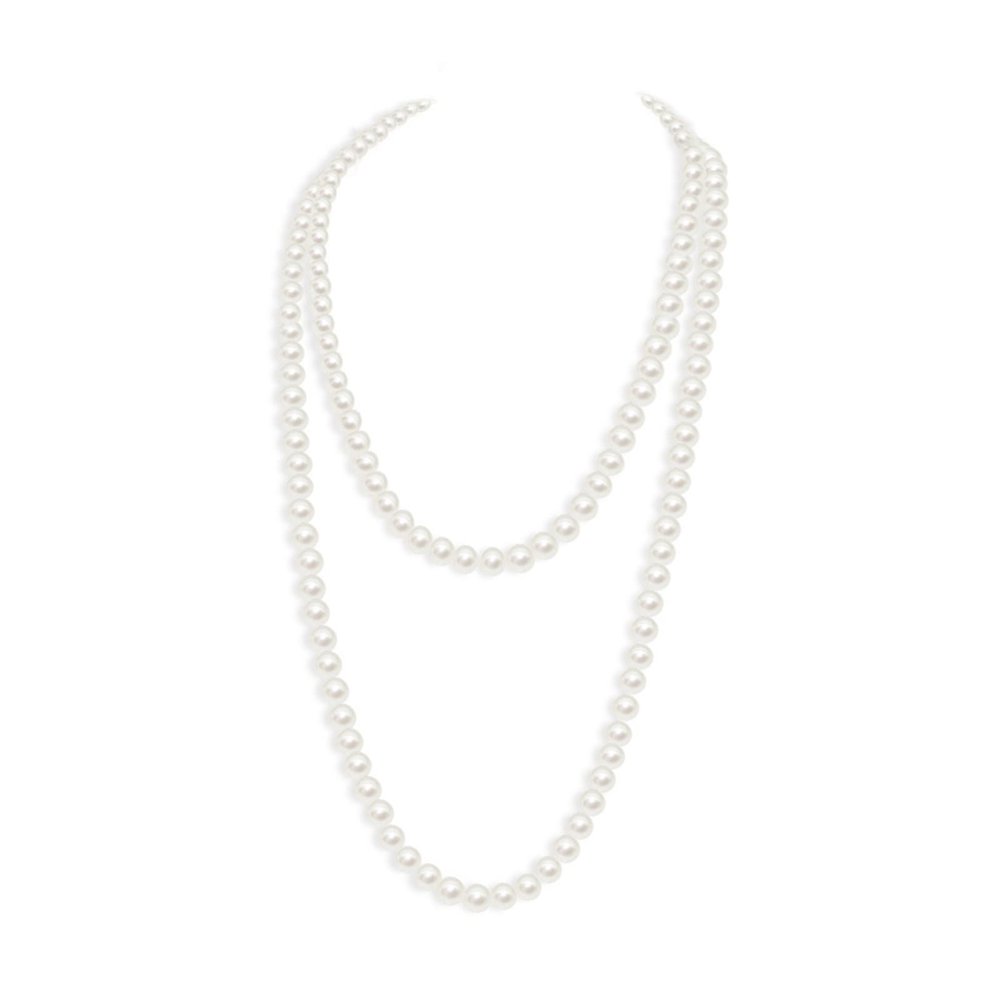 1920s Flapper Faux Pearls Long Beaded Necklace, Gatsby Ballgown Cosplay Necklace, Old School Vintage Layered Pearls Necklace for Women Prom Jewelry (A 71inch, 45g)