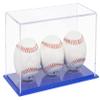 Better Display Cases Triple Baseballs or Tennis Balls Clear Acrylic Display Case with Blue Base (V62/A115) view 1