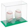 Better Display Cases Double Baseballs or Tennis Balls Clear Acrylic Display Case with Green Base (V62/A115) view 1