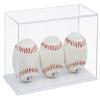 Better Display Cases Triple Baseballs or Tennis Balls Clear Acrylic Display Case with White Base (V62/A115) view 1