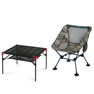 iClimb 1 Anti-Sinking Large Feet Chair and 1 Extendable Table Bundle, Ultralight Compact for Single Adult Outdoor Backpacking Camping Hiking Beach Concert