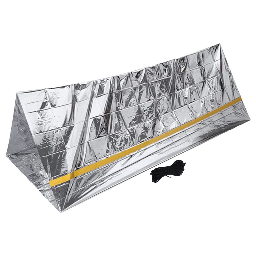 Emergency Blanket Tent, Survival Shelter, Reusable Foldable Lightweight Thermal Blanket with PET Aluminum Film for Camping, Hiking, Outdoors, Emergency Use, First Aid Kit