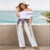 QIANXIZHAN Women's Harem Pants, Hippie Palazzo Pants Boho Joggers Yoga Clothes with Pockets White Flower M view 3