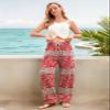 QIANXIZHAN Women's Harem Pants, Hippie Palazzo Pants Boho Joggers Yoga Clothes with Pockets Red Flower XL view 3