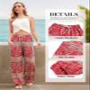 QIANXIZHAN Women's Harem Pants, Hippie Palazzo Pants Boho Joggers Yoga Clothes with Pockets Red Flower XL view 4