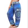 QIANXIZHAN Women's Harem Pants, Hippie Palazzo Pants Boho Joggers Yoga Clothes with Pockets Blue Circle L view 1
