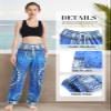 QIANXIZHAN Women's Harem Pants, Hippie Palazzo Pants Boho Joggers Yoga Clothes with Pockets Blue Circle L view 4
