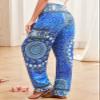 QIANXIZHAN Women's Harem Pants, Hippie Palazzo Pants Boho Joggers Yoga Clothes with Pockets Blue Circle S view 2