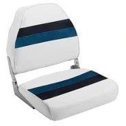High Back Boat Seat- White/Navy/Blue