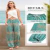 QIANXIZHAN Women's Harem Pants, Hippie Palazzo Pants Boho Joggers Yoga Clothes with Pockets Cyan Flower S view 4