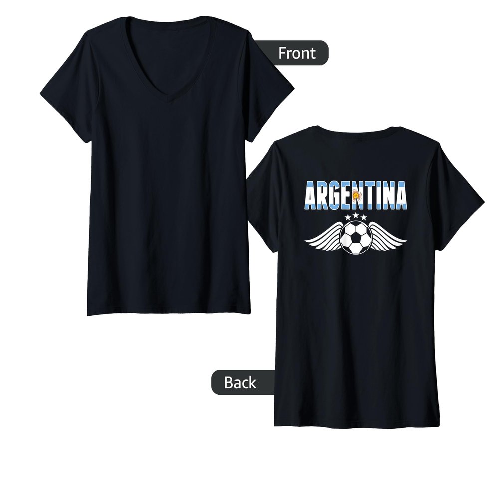 Womens Argentina Soccer Fans Jersey - Argentinian Football Lovers V-Neck T-Shirt
