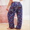 QIANXIZHAN Women's Harem Pants, Hippie Palazzo Pants Boho Joggers Yoga Clothes with Pockets Dark Blue Flower XL view 2