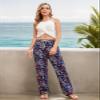 QIANXIZHAN Women's Harem Pants, Hippie Palazzo Pants Boho Joggers Yoga Clothes with Pockets Dark Blue Flower XL view 3