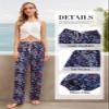 QIANXIZHAN Women's Harem Pants, Hippie Palazzo Pants Boho Joggers Yoga Clothes with Pockets Dark Blue Flower XL view 4