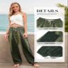 QIANXIZHAN Women's Harem Pants, Hippie Palazzo Pants Boho Joggers Yoga Clothes with Pockets Green Flower S view 4