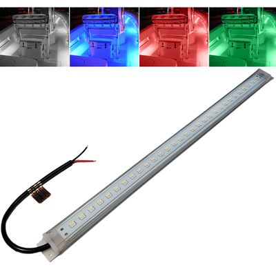 Wave One Marine 16" LED RGBW Courtesy Accent Boat Utility Light Strip | 12-24 Volt Internal Driver | White Blue Red Green | Interior Exterior Deck Gunnel Cockpit T Top Pontoon | Waterproof IP65