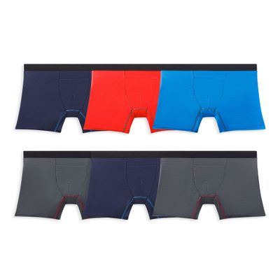 Fruit of the Loom Men's 360 Stretch Boxer Briefs (Quick Dry & Moisture Wicking), Regular Leg - Cooling Channels - 6 Pack Assorted Colors, Small