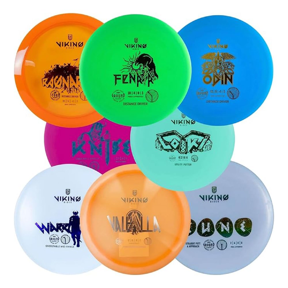 Viking Discs Conqueror Disc Golf Set - 8 Disc Golf Discs for Any Distance, PDGA Approved - Putter, Mid-Range, Fairway Driver, Distance Driver - Disc Set for Beginners and Professionals
