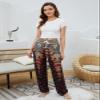 QIANXIZHAN Women's Harem Pants, Hippie Palazzo Pants Boho Joggers Yoga Clothes with Pockets Black Flower XL view 3