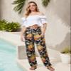 QIANXIZHAN Women's Harem Pants, Hippie Palazzo Pants Boho Joggers Yoga Clothes with Pockets Gold Flower 2XL view 3