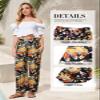 QIANXIZHAN Women's Harem Pants, Hippie Palazzo Pants Boho Joggers Yoga Clothes with Pockets Gold Flower 2XL view 4