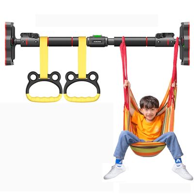 Chin Up Bar Portable Door Pull Up Bar, Indoor No Screw Wall Mounted Strength Training Bar with Kids Rings and Swing, 68-160cm (Size : 120-160CM)