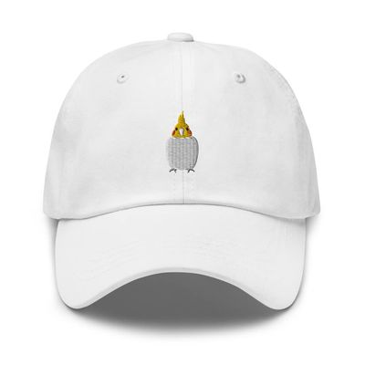 Cockatiel hat, Embroidered Unisex hat, Cockatiel Gifts for Bird Lovers, Women and Men, Cockatiel mom dad hat. White