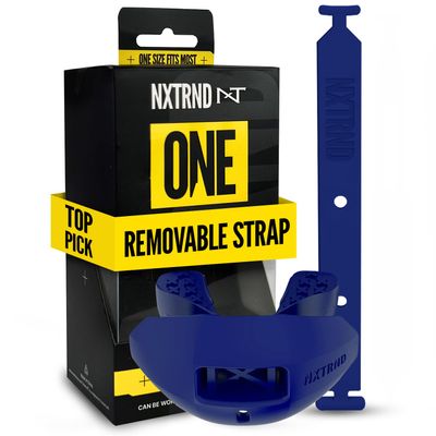 Nxtrnd One Football Mouth Guard, Strap Included, Fits Adult & Youth (Navy Blue)
