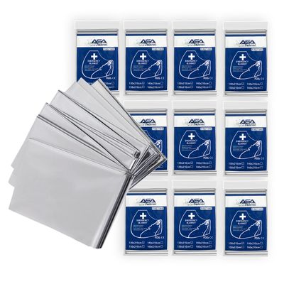 ASA TECHMED Emergency Blanket, Thermal Blankets Silver Foil Space Blanket. Designed for Outdoors, Camping, Survival, First Aid Preparedness Supplies, 10 Pcs