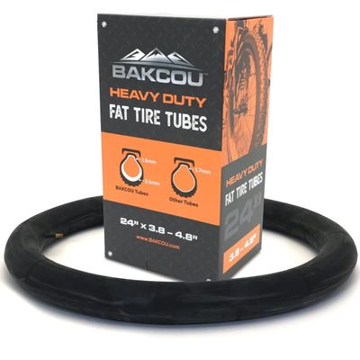 Bakcou - 24x4 Heavy-Duty Fat Tire Tube - Military-Grade Butyl Rubber, Schrader Valve, 3.5mm Thickness - Compatible with Electric & Mountain Bikes