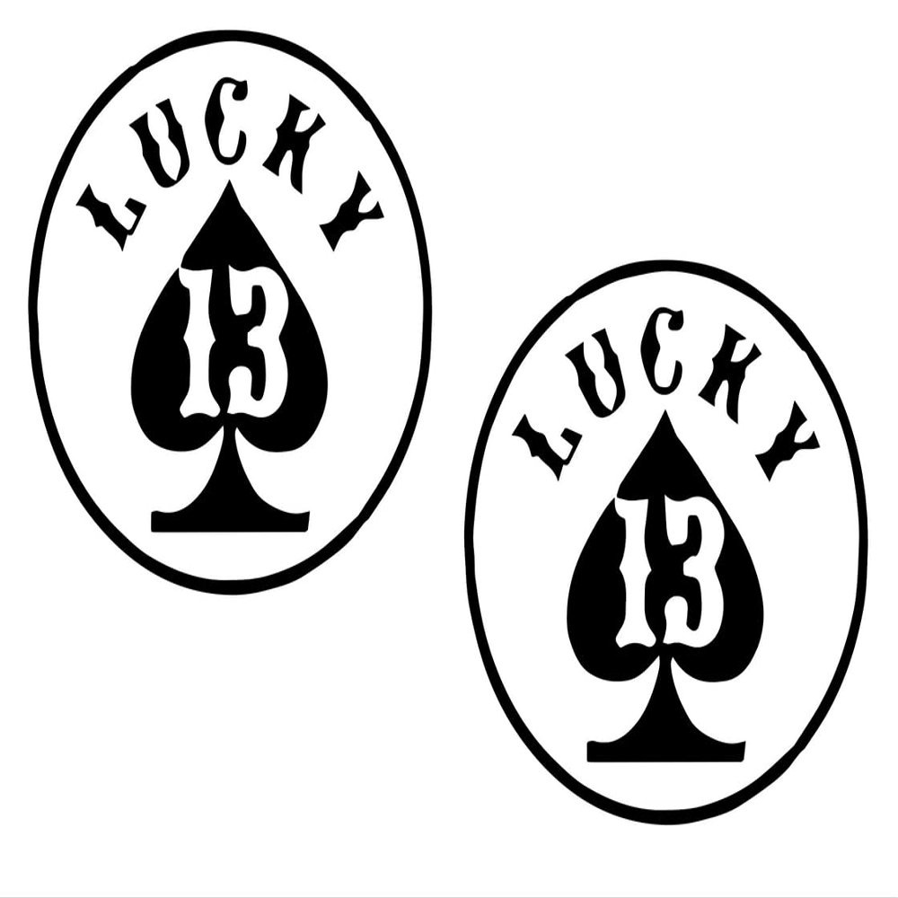 2 Pack - Lucky 13 | Decal Vinyl Sticker Graphics for Car Truck SUV Van Wall Window Laptop | 5.5" Width by 5.5" Height HGC1575.070M Matte Black
