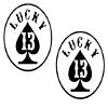 2 Pack - Lucky 13 | Decal Vinyl Sticker Graphics for Car Truck SUV Van Wall Window Laptop | 5.5" Width by 5.5" Height HGC1575.070M Matte Black view 1