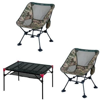 iClimb 2 Anti-Sinking Large Feet Chair and 1 Extendable Table Bundle, Ultralight Compact for Two Person Outdoor Backpacking Camping Hiking Beach Concert