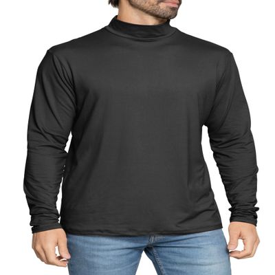 Men's Long Sleeve Mock Neck Turtleneck Black 3X