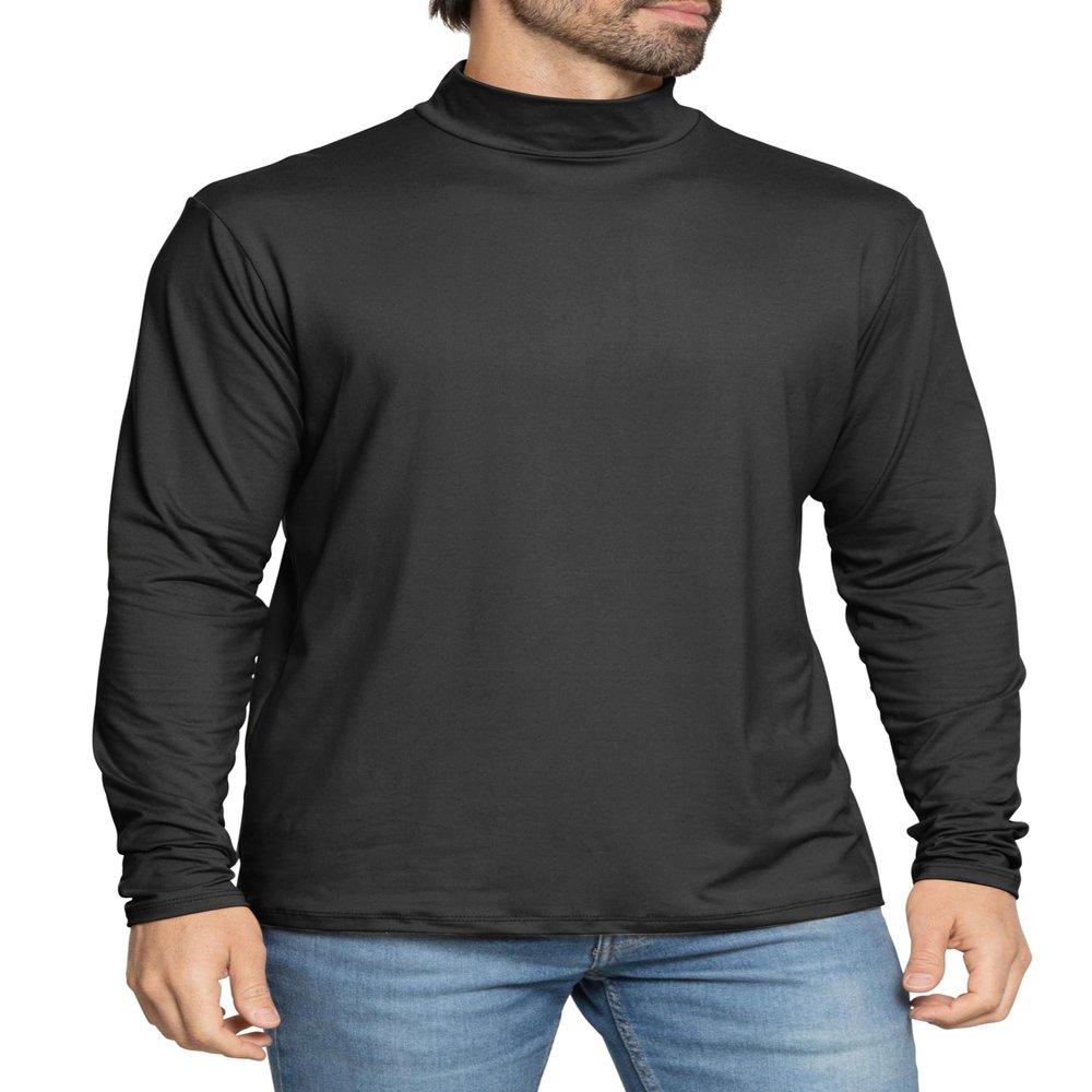 Men's Long Sleeve Mock Neck Turtleneck Black 3X