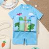 Kids Baby Boy Girl Float Suit with Adjustable Buoyancy Floatation Swimsuit Floating Swimwear Bathing Suit Toddler Float Swim Vest with 8 Removable Buoyancy Stick Blue Dinosaur + Cloud 2-3 Years view 2