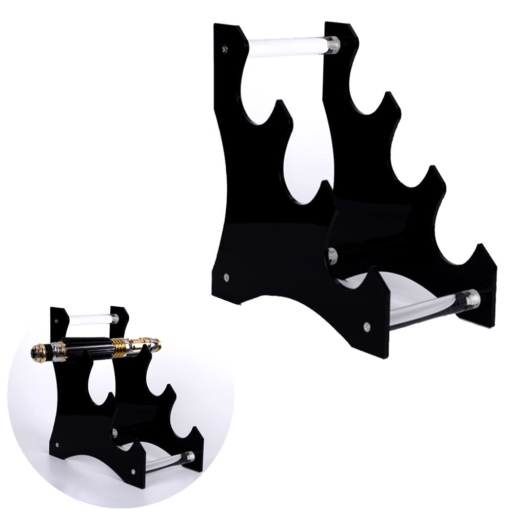 WANLIAN Lightsaber Display Stand Acrylic Holder for 3 Lightsabers Display,Lightsaber Showcase Decorative (Black)