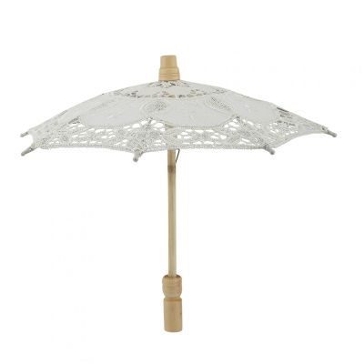 Wood Lace Bridal Umbrella Cotton Embroidery Handcrafted Parasol White Umbrella Wedding Tea Party Decoration Photo Lady Costume Supply (Milk White), Umbrella for Wedding, Umbrella for Wedding, Wood L