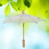 Wood Lace Bridal Umbrella Cotton Embroidery Handcrafted Parasol White Umbrella Wedding Tea Party Decoration Photo Lady Costume Supply (Milk White), Umbrella for Wedding, Umbrella for Wedding, Wood L view 3