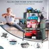 Weight Rack For Dumbbells Storage - Home Gym Storage Yoga Mat Storage Rack Workout Equipment Storage Rack for Kettlebells, Multifunction Exercise Equipment Gym Rack Organizer with Wheels and Hooks view 2