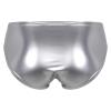 dPois Men's Leather Boxer Briefs Thong Metallic Shiny Bulge Pouch Underwear Latex Hot Pants Clubwear Silver Medium view 2